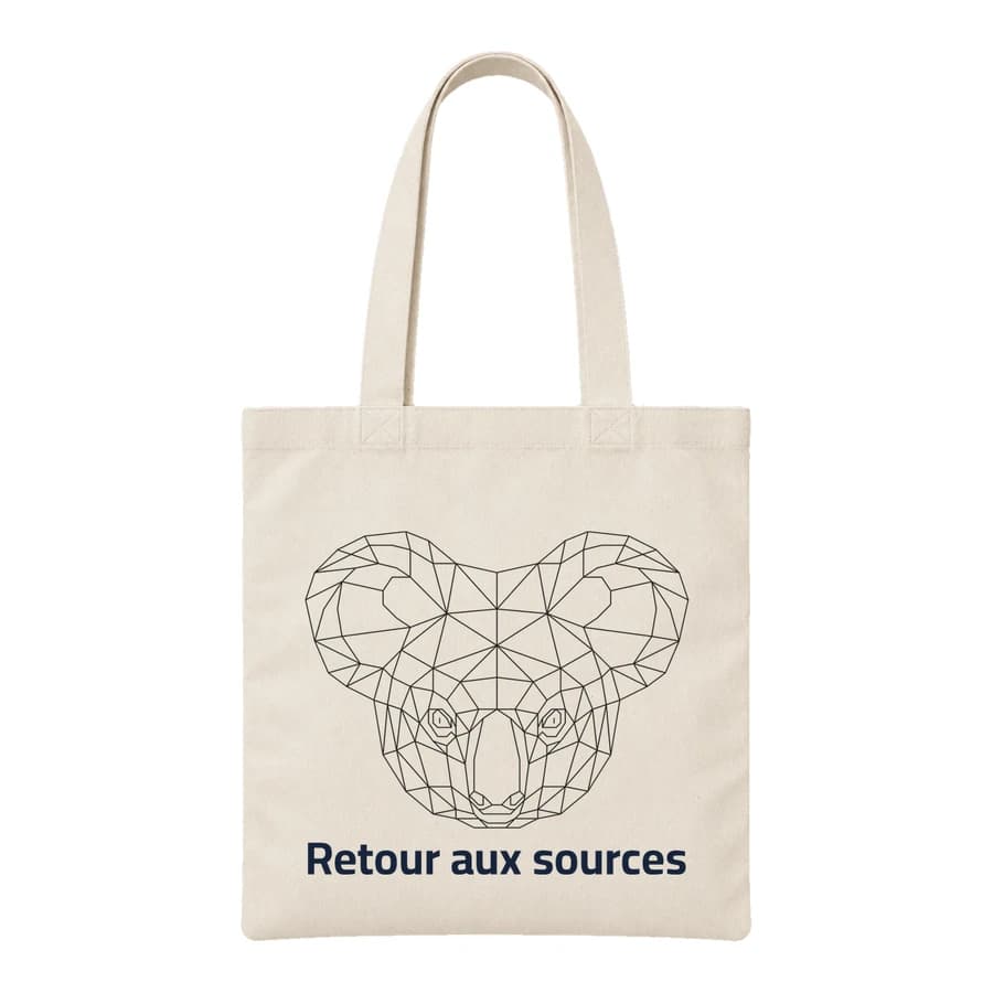 Tote bag — Koala · Lignes géométriques — Devant — Naturel